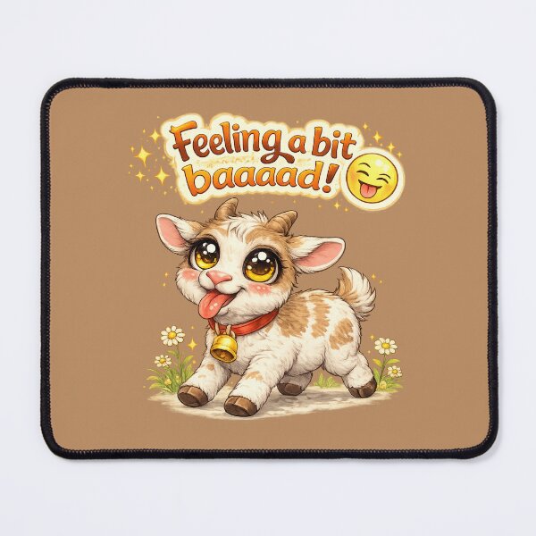 Item preview, Funny Cute Goat Big Eyes Kawaii Cartoon Feeling a Bit Baaaad designed and sold by Nusha Creations.