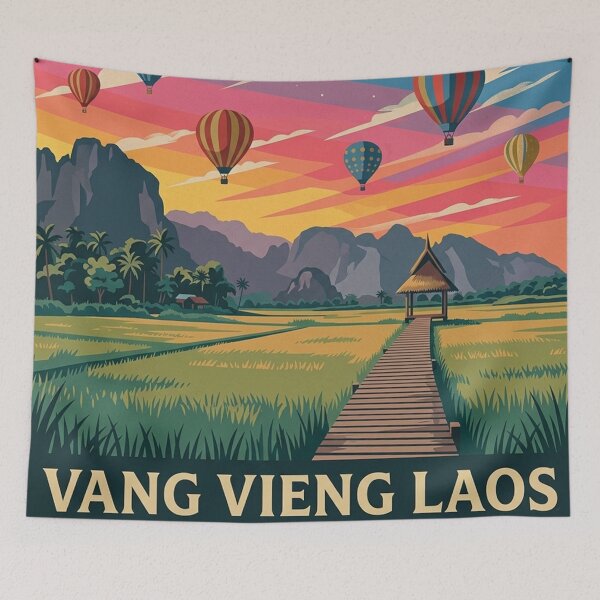Item preview, Laos Vang Vieng Travel Art designed and sold by yunamaliskova.