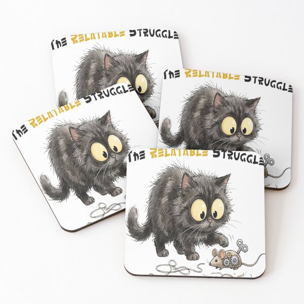 Item preview, Funny Messy Cat T-Shirt - The Relatable Struggle Graphic Tee - Scruffy Black Cat with Mechanical Mouse Art - Anxiety Humor Cat Lover Gift designed and sold by MangadiDesigns.
