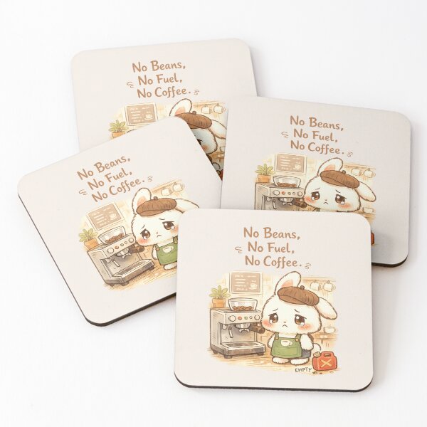 Item preview, Sad Bunny Barista | No Beans, No Fuel, No Coffee Cute Kawaii Cafe Aesthetics designed and sold by PopCulturePixel.