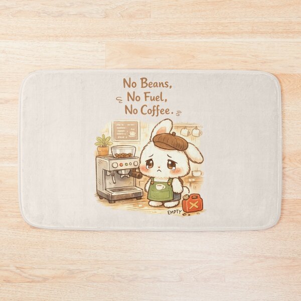 Item preview, Sad Bunny Barista | No Beans, No Fuel, No Coffee Cute Kawaii Cafe Aesthetics designed and sold by PopCulturePixel.