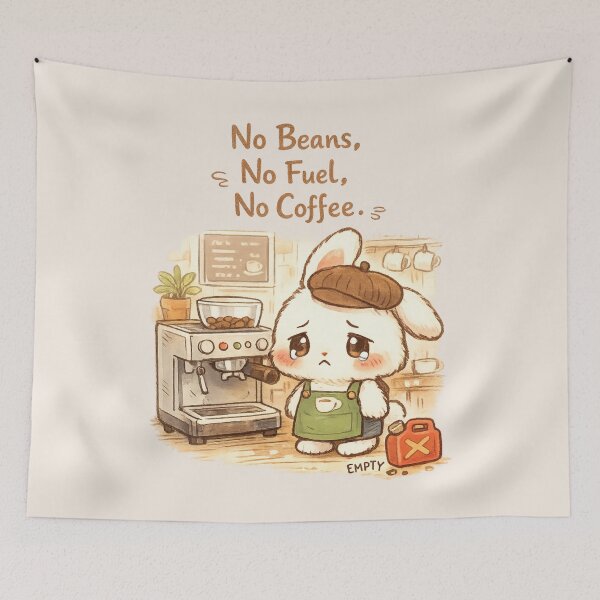 Item preview, Sad Bunny Barista | No Beans, No Fuel, No Coffee Cute Kawaii Cafe Aesthetics designed and sold by PopCulturePixel.