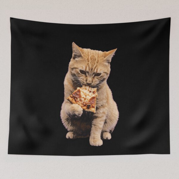 Item preview, Funny Hungry Orange Tabby Cat Eating Pizza designed and sold by k3rstman1.