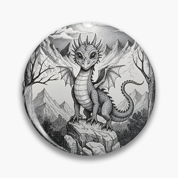 Item preview, Cute Baby Dragon Standing on Rock Under Moonlight Fantasy Illustration designed and sold by Darkness Hole.