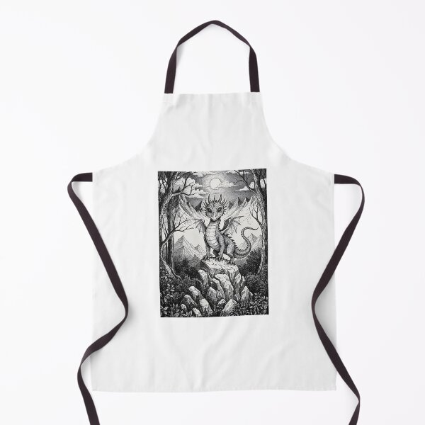 Item preview, Cute Baby Dragon Standing on Rock Under Moonlight Fantasy Illustration designed and sold by Darkness Hole.