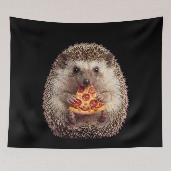Item preview, Adorable Hedgehog Eating Pepperoni Pizza Slice designed and sold by k3rstman1.