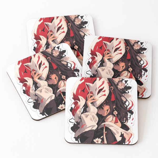 Item preview, Anime Kitsune Mask Girl – Japanese Fox Mask Aesthetic Art, Sakura Anime Illustration designed and sold by Sticker Hubs.