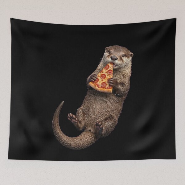 Item preview, Cute Otter Eating Pepperoni Pizza Slice designed and sold by k3rstman1.