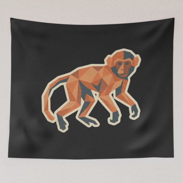 Item preview, Orange Monkey in Motion – Polygonal Nature Art for Explorers designed and sold by bsbd-action.
