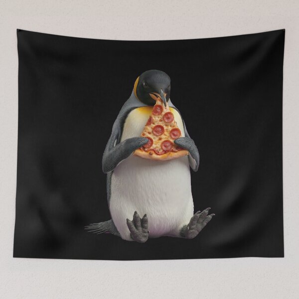 Item preview, Lindo pingüino comiendo una rebanada de pizza de pepperoni designed and sold by k3rstman1.