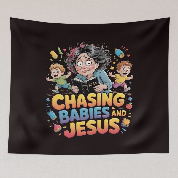 Item preview, Chasing Babies And Jesus Tshirt – Funny Parenting Quotes Christian Family designed and sold by Redgiant87x.