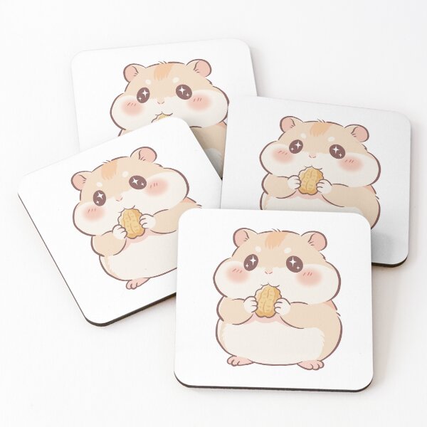 Item preview, Cute Chubby Hamster Holding Peanut Kawaii Style designed and sold by MJ ART.