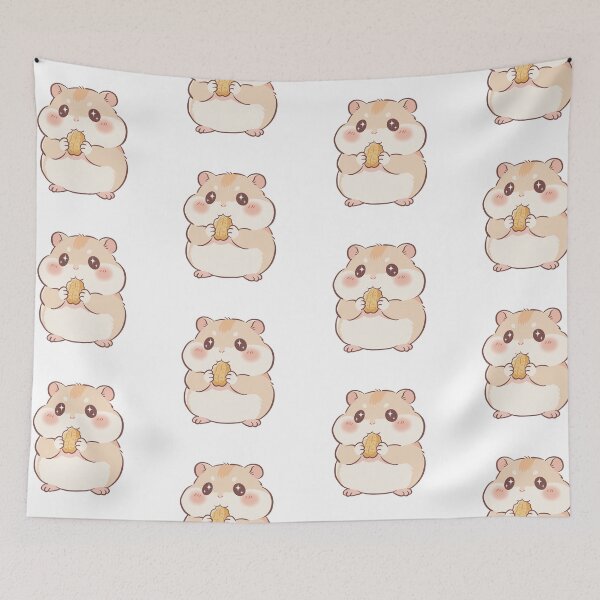 Item preview, Cute Chubby Hamster Holding Peanut Kawaii Style designed and sold by MJ ART.