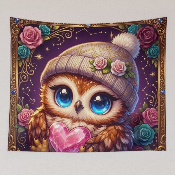 Item preview, Loved Beyond Measure – Baby Owl Blue Eyes Flower Hat Crystal Heart designed and sold by Good Vibes .