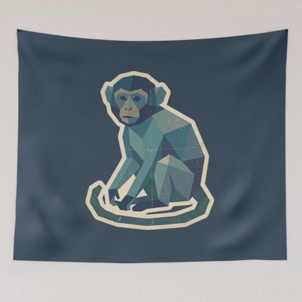 Item preview, Geometric Style Sitting Monkey – Relaxed Ape Illustration for Animal Lovers designed and sold by bsbd-action.