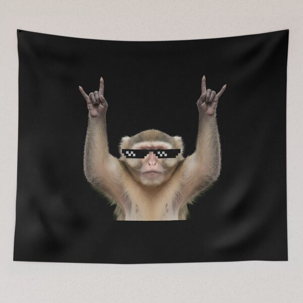 Item preview, Rock On Monkey Meme with Pixel Sunglasses designed and sold by k3rstman1.