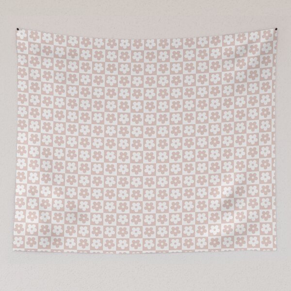 Item preview, Dusty Rose Checkerboard Daisy Pattern, Minimalist Nude Floral Checkerboard, Aesthetic Boho Pink Daisy Grid, Retro 70s Mauve Flower Checkered, Neutral Danish Pastel Daisy Pattern designed and sold by VivaFy.