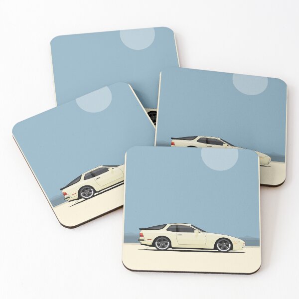 Item preview, Porsche 944 White Bauhaus beach illustration designed and sold by blackdogshop.