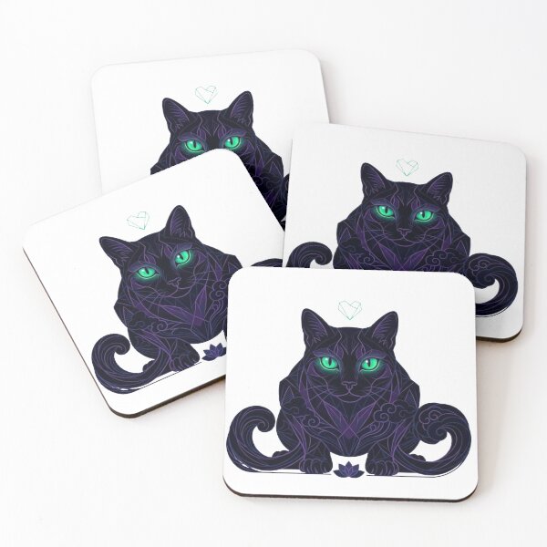 Item preview, Ukiyo-e Style Black Cat with Glowing Emerald Eyes designed and sold by lKenima.