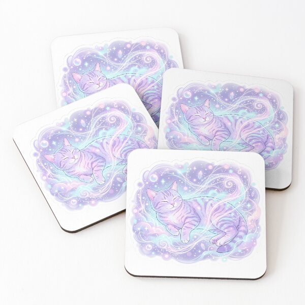 Item preview, Ethereal Sleepy Cat Sticker – Floating Light Threads & Magical Energy Mist Dreamcore Illustration designed and sold by wildbest.