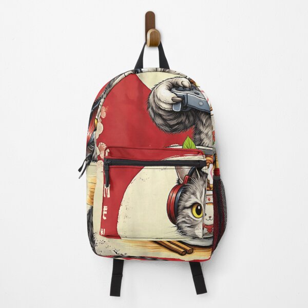 Item preview, Cute Gamer Cat Eating Ramen Noodles Japanese Aesthetic Retro Sunset Gaming Design designed and sold by GalenoHenley.