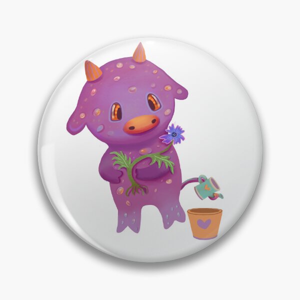 Aperçu de l'œuvre Vache aux myrtilles tenant une fleur, mignonne et kawaii créée et vendue par FaliushART.
