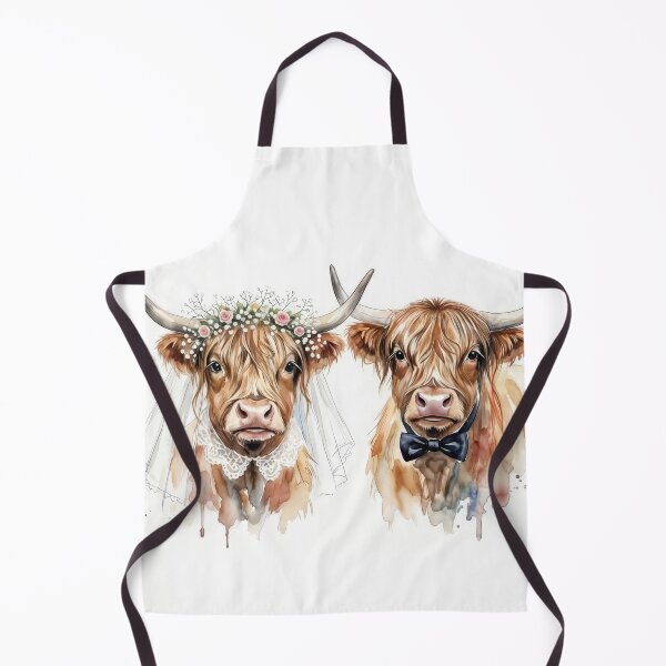 Item preview, Watercolor Bride and Groom Highland Cows designed and sold by Maria Dryfhout.