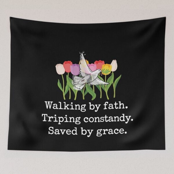 Item preview, Walking By Faith Saved By Grace White Dove Floral designed and sold by BornBorn.