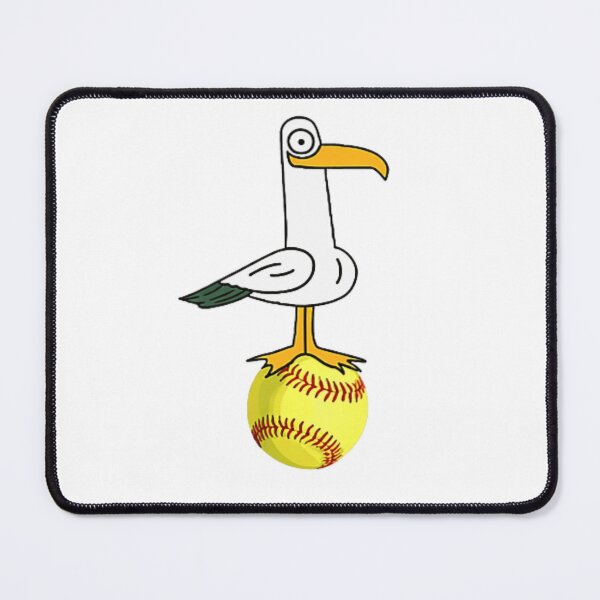 Item preview, Funny Seagull Bird Perched On Yellow Softball Sports Fan Humor Design designed and sold by DienesAngele.