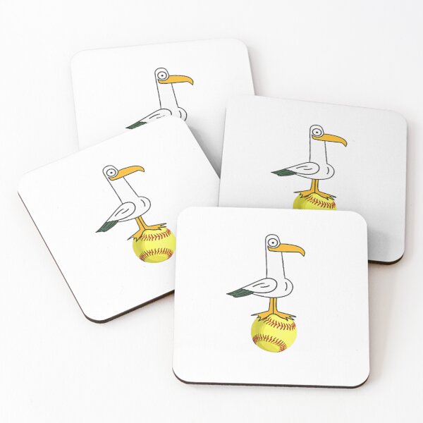 Item preview, Funny Seagull Bird Perched On Yellow Softball Sports Fan Humor Design designed and sold by DienesAngele.