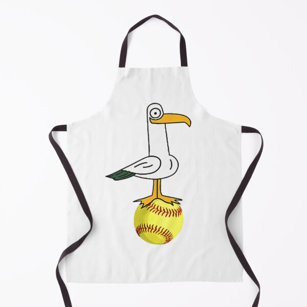 Item preview, Funny Seagull Bird Perched On Yellow Softball Sports Fan Humor Design designed and sold by DienesAngele.