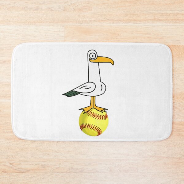 Item preview, Funny Seagull Bird Perched On Yellow Softball Sports Fan Humor Design designed and sold by DienesAngele.