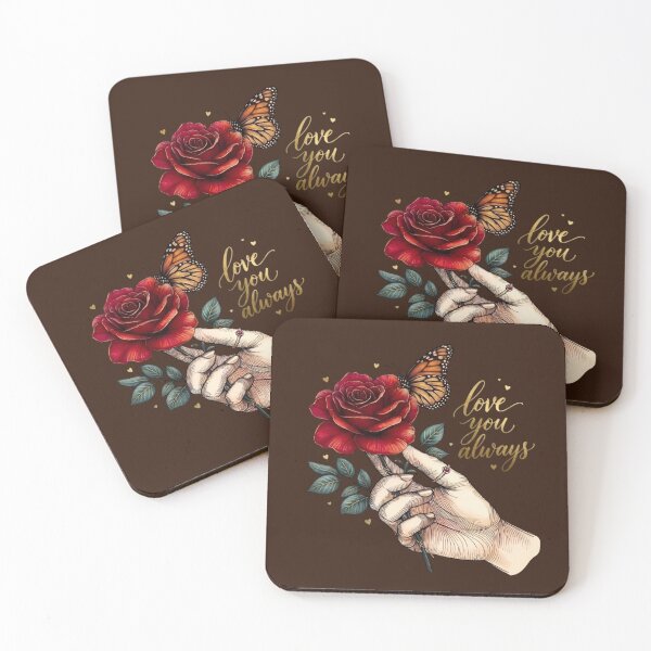 Item preview, Love You Always – Golden Calligraphy Rose Hand Monarch Butterfly designed and sold by Good Vibes .