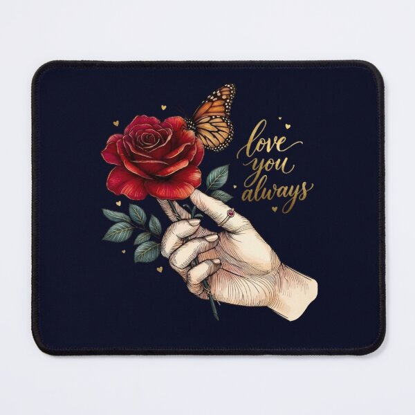 Item preview, Love You Always – Golden Calligraphy Rose Hand Monarch Butterfly designed and sold by Good Vibes .
