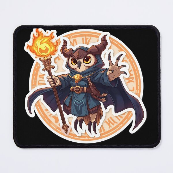 Item preview, Chibi Owl Mage - Wizard of Eternal Flame - D&D Sticker designed and sold by ArtByLorrens.