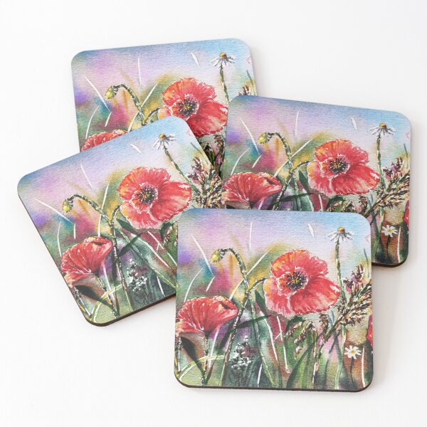 Item preview, Wild Poppies and Daisies Summer Watercolor designed and sold by Dollbox_art | Soft watercolor & calm nature art.