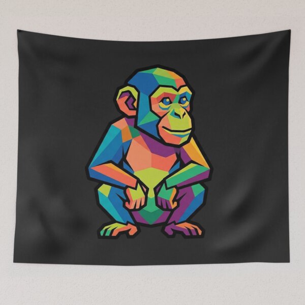 Item preview, Polygonal Rainbow Ape – Multicolored Chimpanzee Hoodie for Low Poly Style Fans designed and sold by bsbd-action.