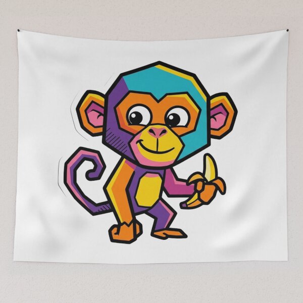 Item preview, Funny Pop Monkey – Kawaii Monkey Sticker Modern Style for Kids and Teens designed and sold by bsbd-action.