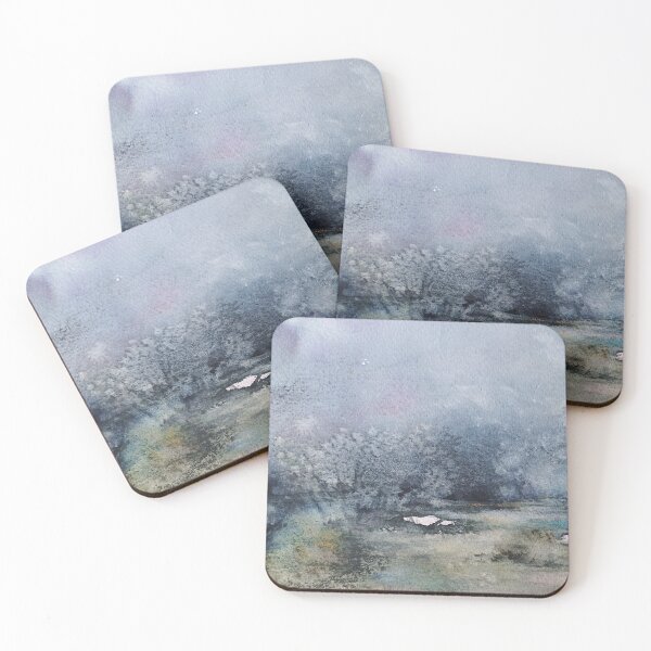 Item preview, Misty Landscape Watercolor Painting | Calm Atmospheric Nature Art designed and sold by Dollbox_art | Soft watercolor & calm nature art.
