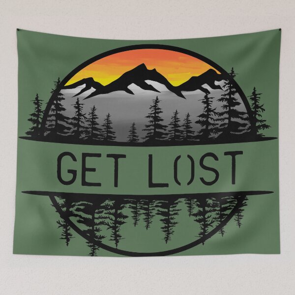 Item preview, Get Lost Mountain Forest Sunset Circle Design designed and sold by Vileprint.