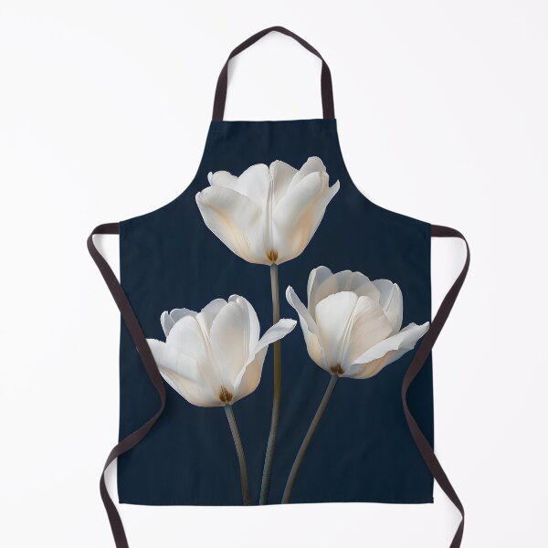 Item preview, Delicate White Tulips on Deep Navy Background Minimal Floral Design designed and sold by daila70.