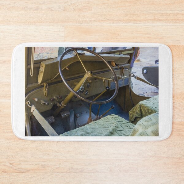 Item preview, Vintage Military Jeep Interior With Steering Wheel And Gear Levers In Olive Drab designed and sold by Nmallia.