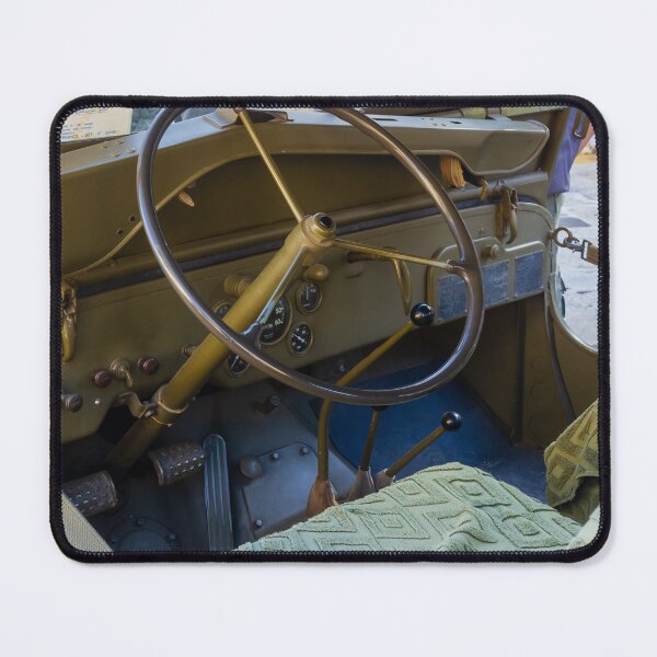 Item preview, Vintage Military Jeep Interior With Steering Wheel And Gear Levers In Olive Drab designed and sold by Nmallia.