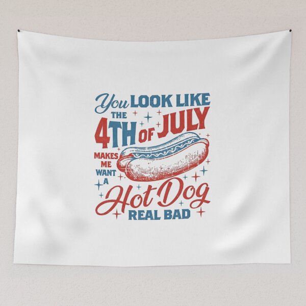 Item preview, You Look Like the 4th of July - Retro America Hot Dog Funny designed and sold by PearlArtss.