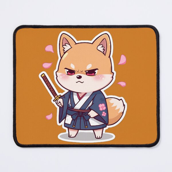 Item preview, Chibi Shiba Inu Samurai - Kawaii Dog Warrior - Cute Sticker designed and sold by ArtByLorrens.