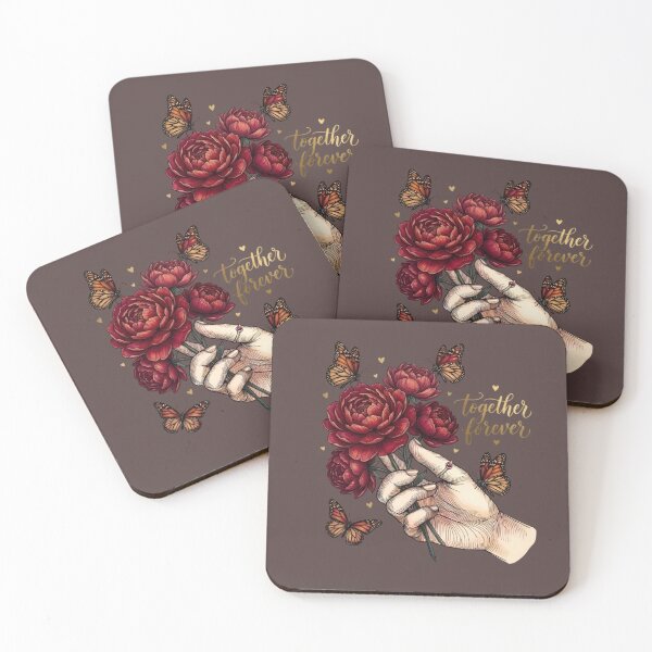 Item preview, Together Forever – Line Art Hand Red Peonies Monarch Butterfly designed and sold by Good Vibes .