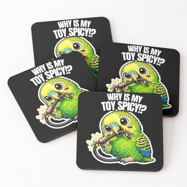 Item preview, Funny Budgie Why Is My Toy Spicy – Chewing Chaos Meme designed and sold by FeatherChaos.