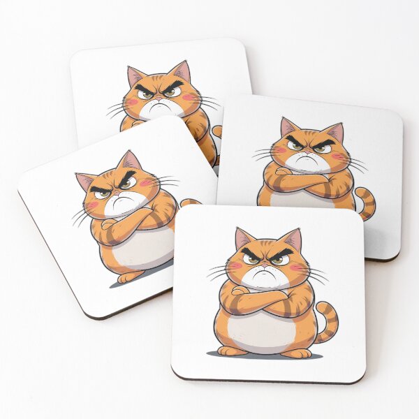 Item preview, Angry Grumpy Orange Cat Cartoon - Funny Cat Gift designed and sold by InkDrop Studio.