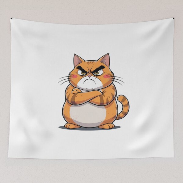 Item preview, Angry Grumpy Orange Cat Cartoon - Funny Cat Gift designed and sold by InkDrop Studio.