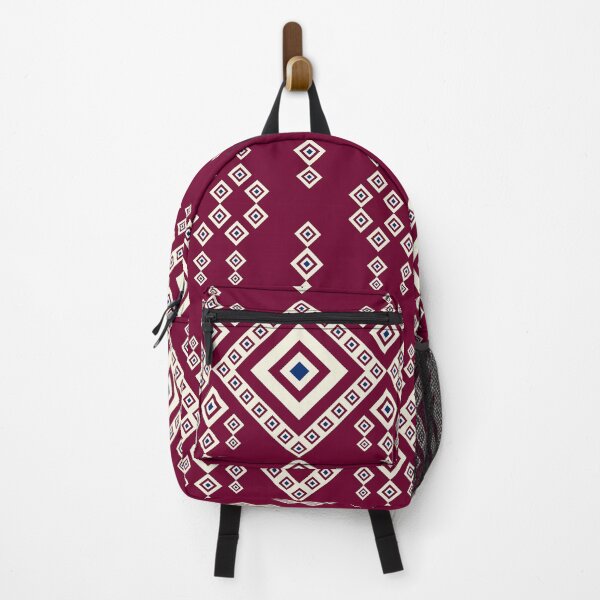 Item preview, Native ethnic style fabric pattern featuring diamond shapes in a burgundy tone. designed and sold by Nengsang.